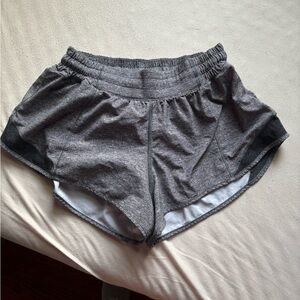 Grey lululemon hotty hot shorts, low rise 2.5 size 6